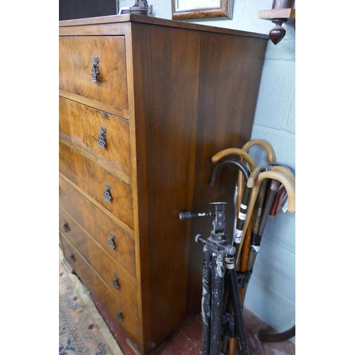 371 - Tall walnut chest of 6 drawers - Approx W: 76cm  D: 56cm  H: 121cm