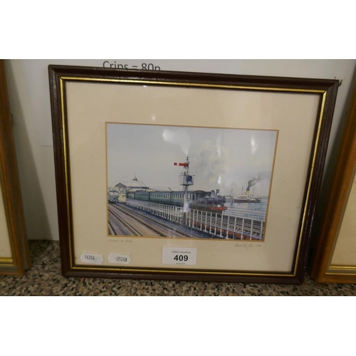 409 - 3 small framed railway pictures