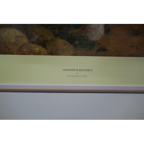 444 - David Shepherd signed L/E Print GRANNY'S KITCHEN (487/1500)