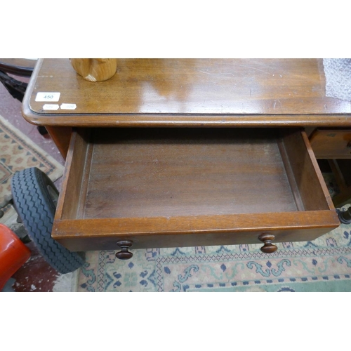 450 - 2 drawer mahogany washstand/hall table - Approx W: 105cm  D: 51cm  H: 82cm