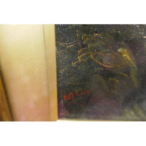 459 - Small oil of a rural scene indistinct signature - Approx 14cm x 20cm