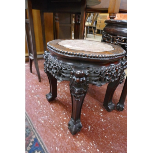 466 - 2 small round 19thC Chinese tables