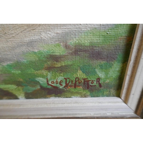 499 - Oil on canvas rural scene indistinct signature - Approx 49cm x 39cm