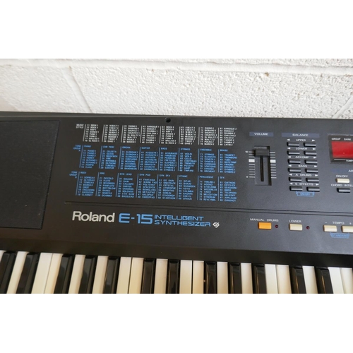 502 - Roland E-15 intelligent synthesizer with keyboard stand & cover