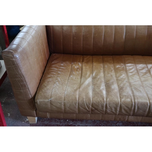 539 - Vintage tan leather sofa