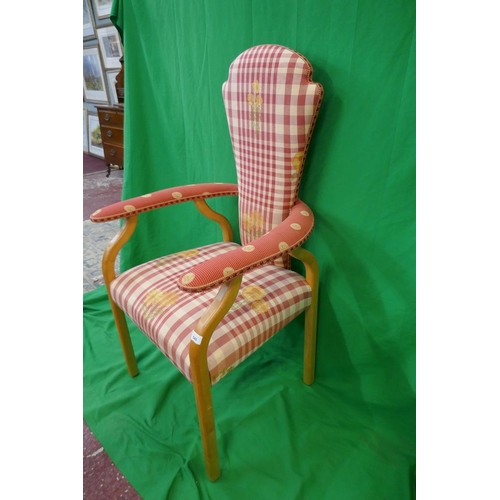 549 - Set of six maple framed upholstered armchairs. Each chair cost £600 new.
