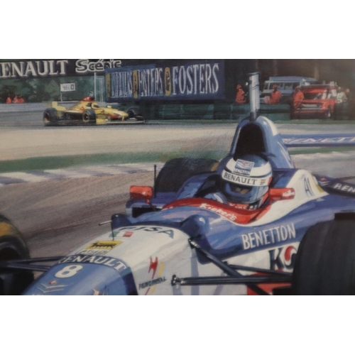 195 - Framed F1 print by by Michael Turner '97 - Approx 37cm x 32cm