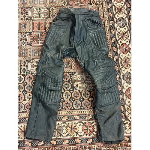 251 - Pair of Frank Thomas leather motorcycle trousers - size large