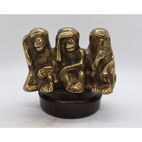 272 - 3 Wise Monkeys brass car mascot circa 1909