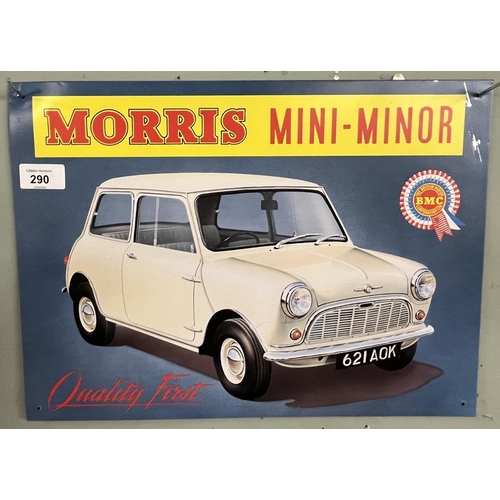 290 - Morris Mini Minor tin sign - Approx 41cm x 30cm