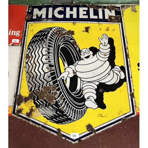 300 - Original double sided enamel Michelin tyres sign - Approx 61cm x 81cm