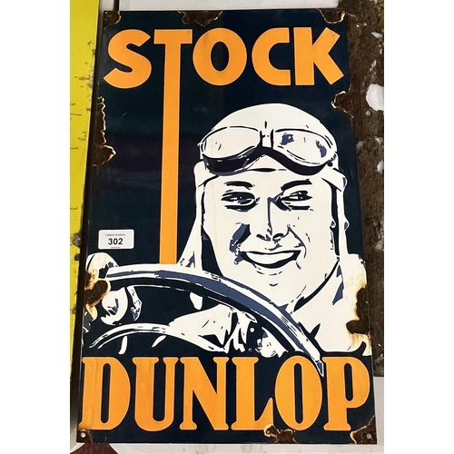 302 - Enamel sign - Stock Dunlop - depicts Bernd Rosemeyer 1909-1938 ex racing driver - Approx 30cm x 50cm