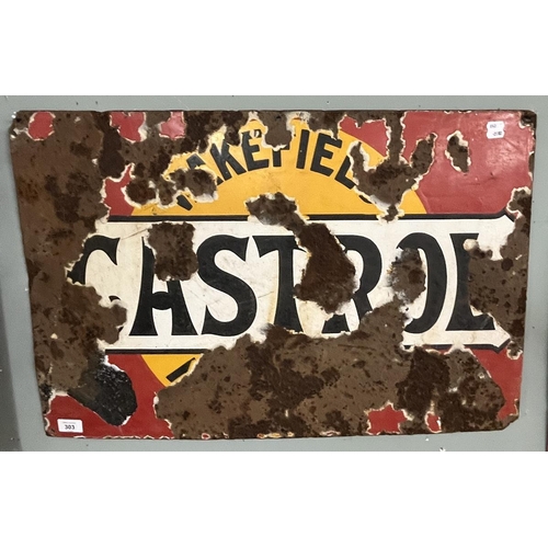 303 - Original enamel Castrol oil sign - Approx 75cm x 50cm