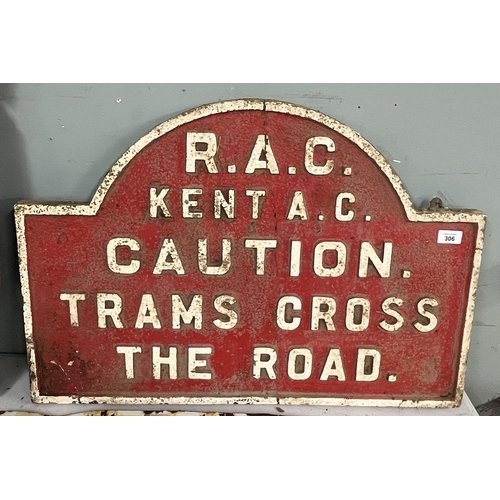 306 - Large cast iron RAC sign - Approx 73cm x 51cm