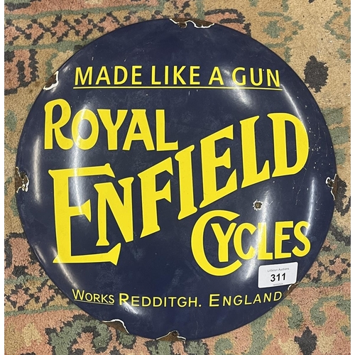 311 - Enamel sign - Royal Enfield Cycles - Approx D: 30cm