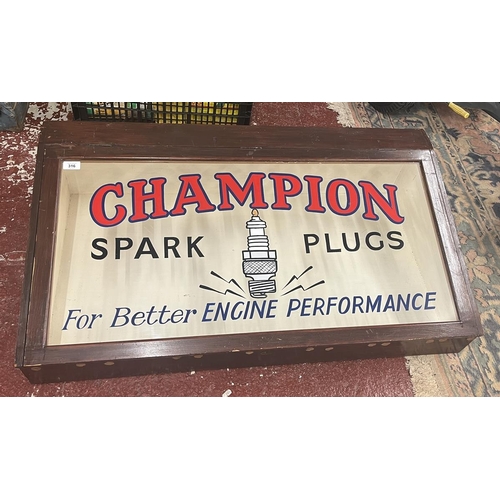 316 - Champion Spark Plugs display case - Approx W: 105cm  D: 60cm  H: 26cm