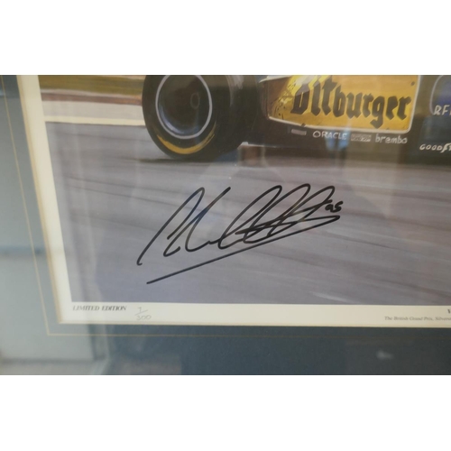 161 - Johnny Herbert 1995 Grand Prix L/E signed print with COA - Approx 88cm x 53cm