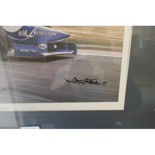 161 - Johnny Herbert 1995 Grand Prix L/E signed print with COA - Approx 88cm x 53cm