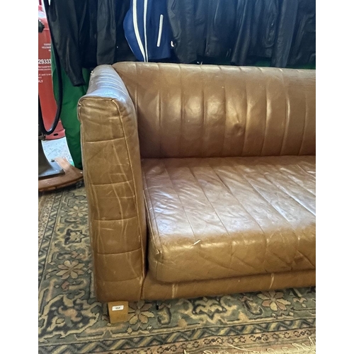 253 - Vintage tan leather sofa