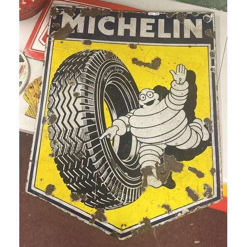 300 - Original double sided enamel Michelin tyres sign - Approx 61cm x 81cm