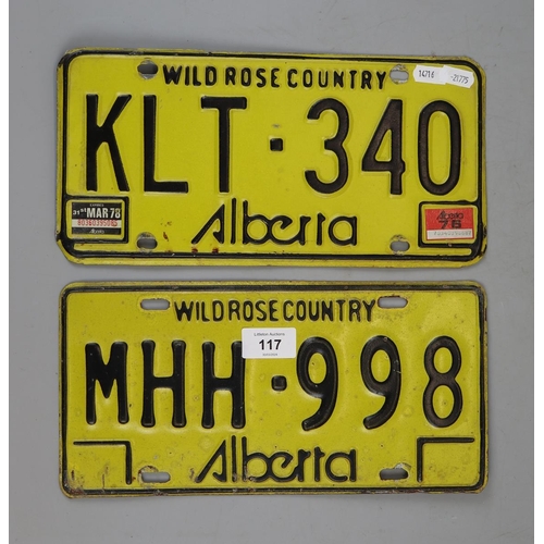 117 - 2 Alberta American licence plates