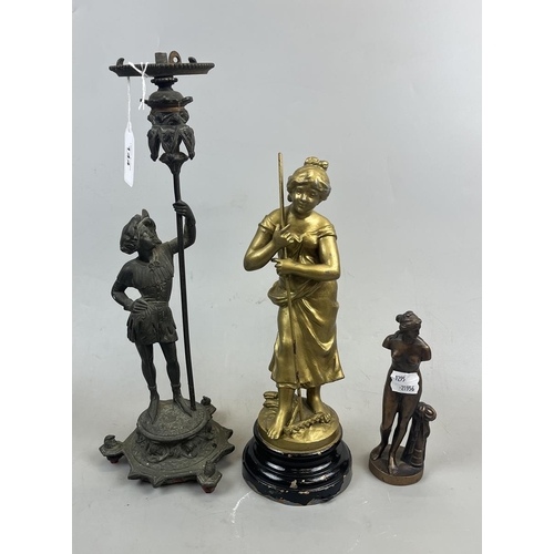 144 - 3 metal figures to include bronze example