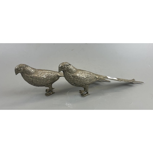 151 - Pair of white metal pheasants