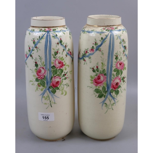 155 - Pair of Burslem hand painted vases - Approx height: 30cm