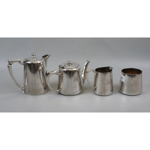 157 - Mappin and Webb silver plated coffee and tea pots with jug and bowl
