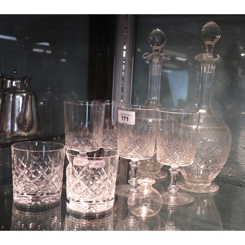 171 - Collection of glass to include 2 antique decanters