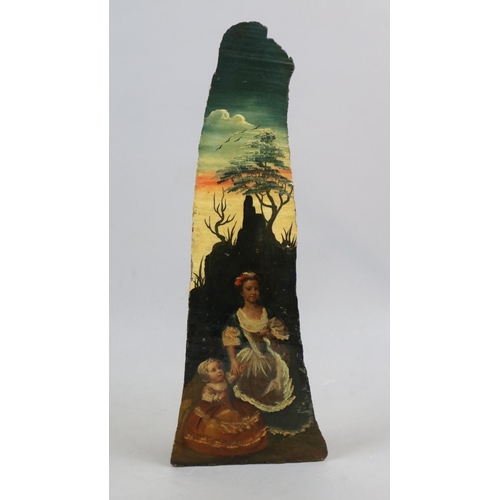 177 - Antique painted wood art - Approx height: 33cm