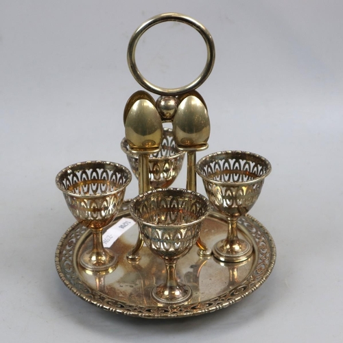178 - Silverplate egg cups and stand