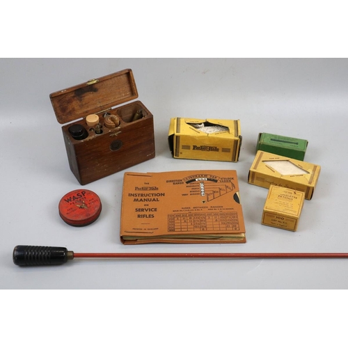 195 - Parker Hale gun cleaning kit togther with service instruction manual for rifles dated 1954