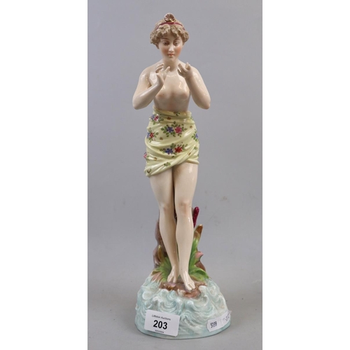 203 - Antique porcelain figure of a maiden A/F - Approx height: 34cm