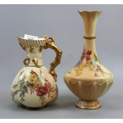 209 - 2 pieces of Royal Worcester Blush Ivory - Vase and Jug