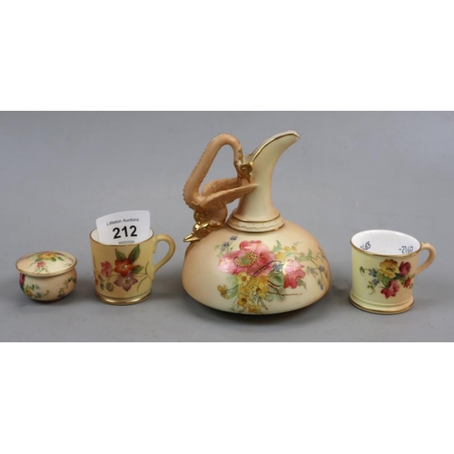 212 - Collection of early Royal Worcester Blush Ivory