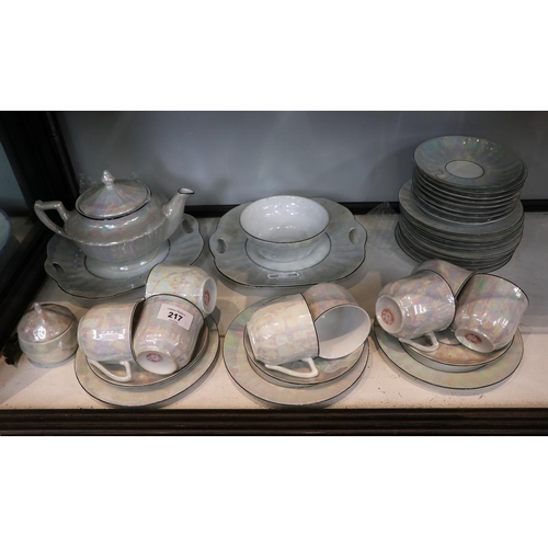 217 - Czechoslovakian tea service, 36 pieces, Mother-of- Pearl