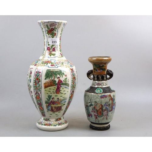 223 - 2 Oriental vases - Approx heights 37cm and 25cm