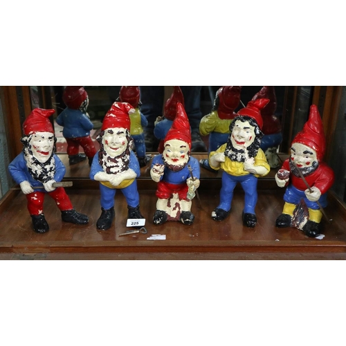 225 - 5 early German garden gnomes