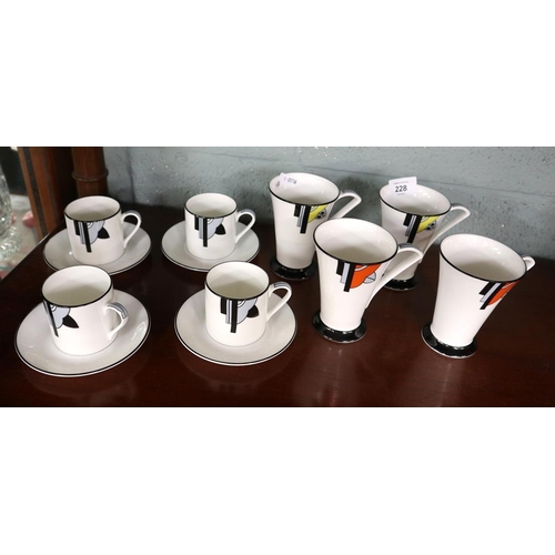 228 - Art Deco bone china mugs and cups 