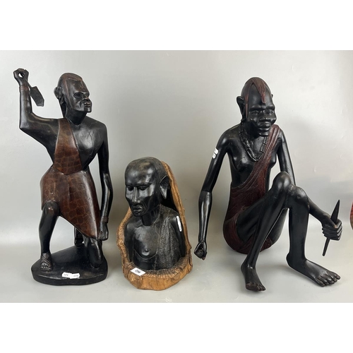 256 - Collection of African figurines - Approx height of tallest: 55cm