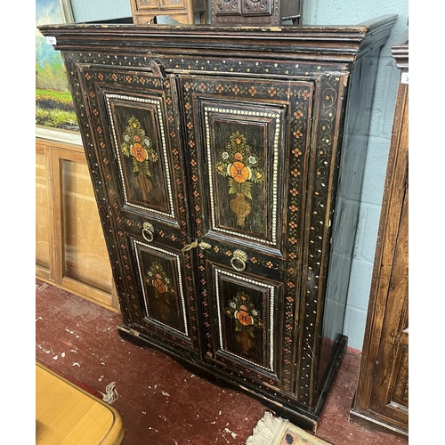 369 - Painted Indian cabinet - Approx size: W: 92cm D: 39cm H: 127cm