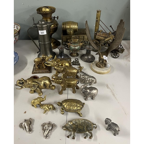 443 - Collection of brass animals, mainly elephants