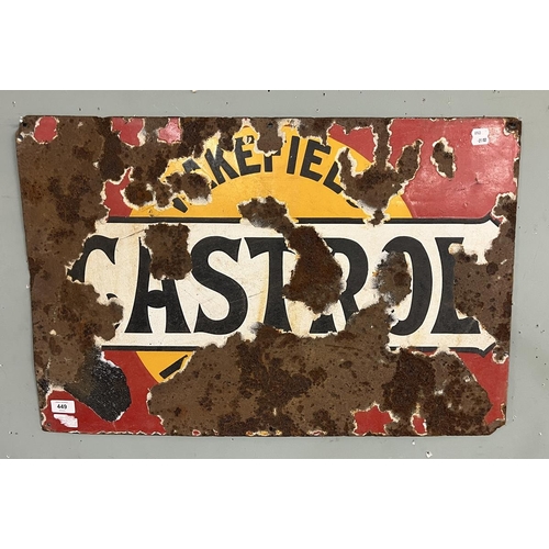 449 - Original enamel Castrol oil sign - Approx 75cm x 50cm