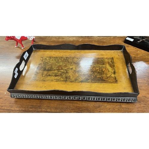 492 - Antique galleried tray