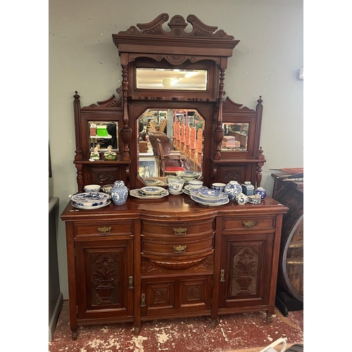 522 - Mahogany sideboard with mirror - Approx size: W: 152cm D: 55cm H: 218cm