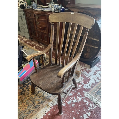 527 - Elm seated slat-back fireside chair