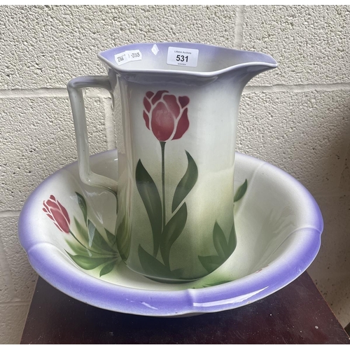 531 - Vintage TG Green & Co floral jug and bowl set