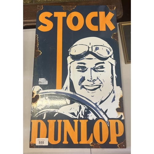 555 - Enamel sign - Stock Dunlop - depicts Bernd Rosemeyer 1909-1938 ex racing driver - Approx 30cm x 50cm