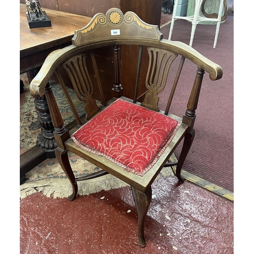 589 - Antique inlaid corner chair